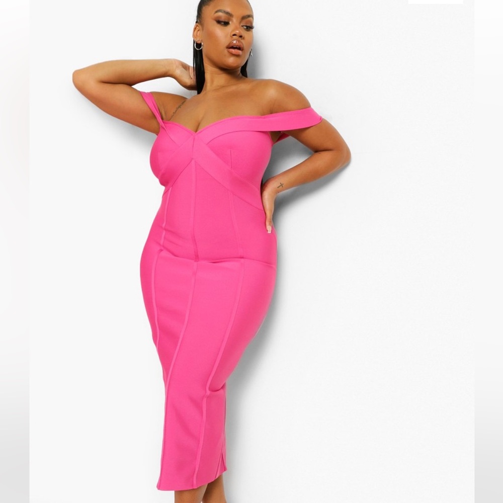 Plus Bardot Bandage Dress